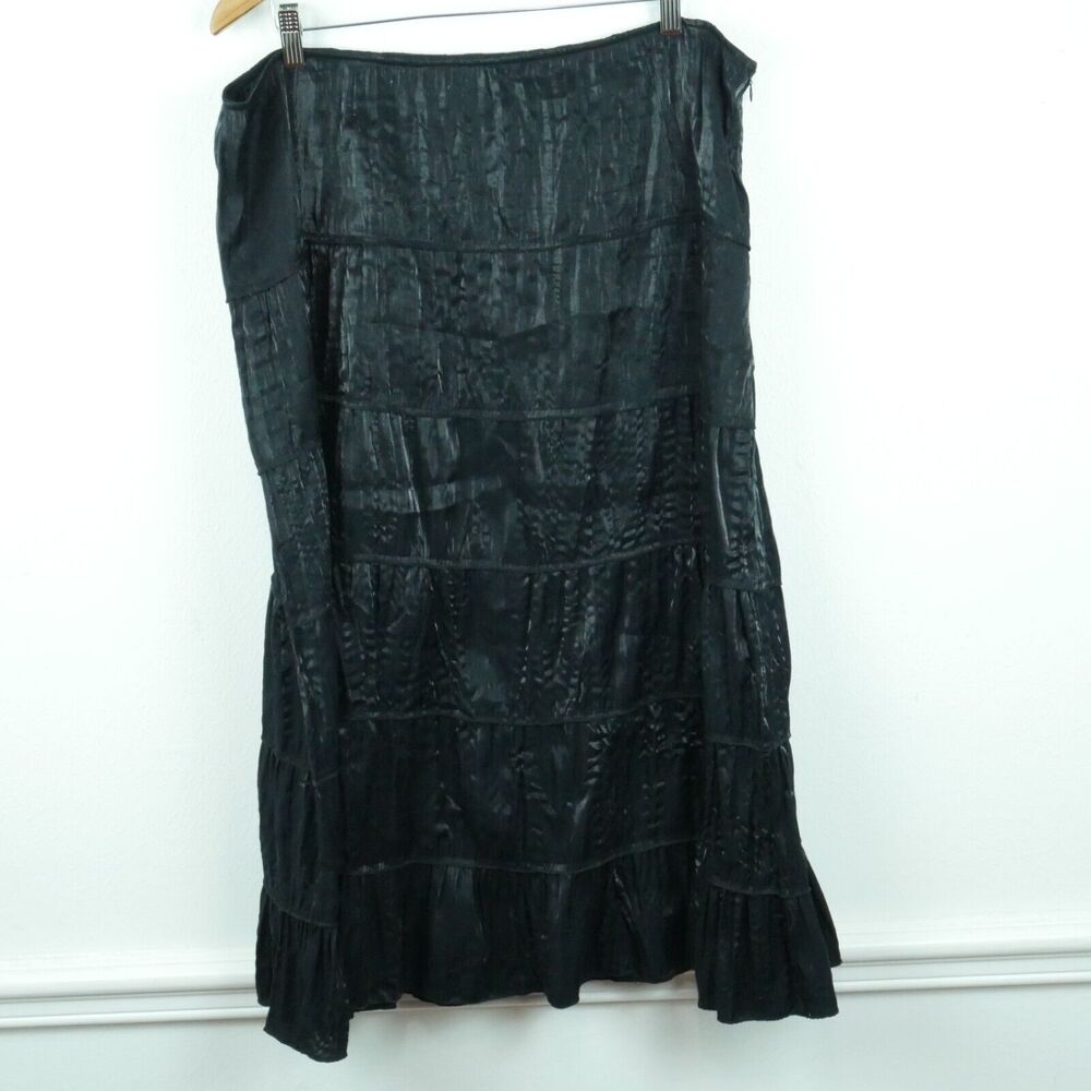 Vintage Size 20 Maxi Skirt Black Iridiscent Tiered Midi Victorian Whimsigoth Y2K